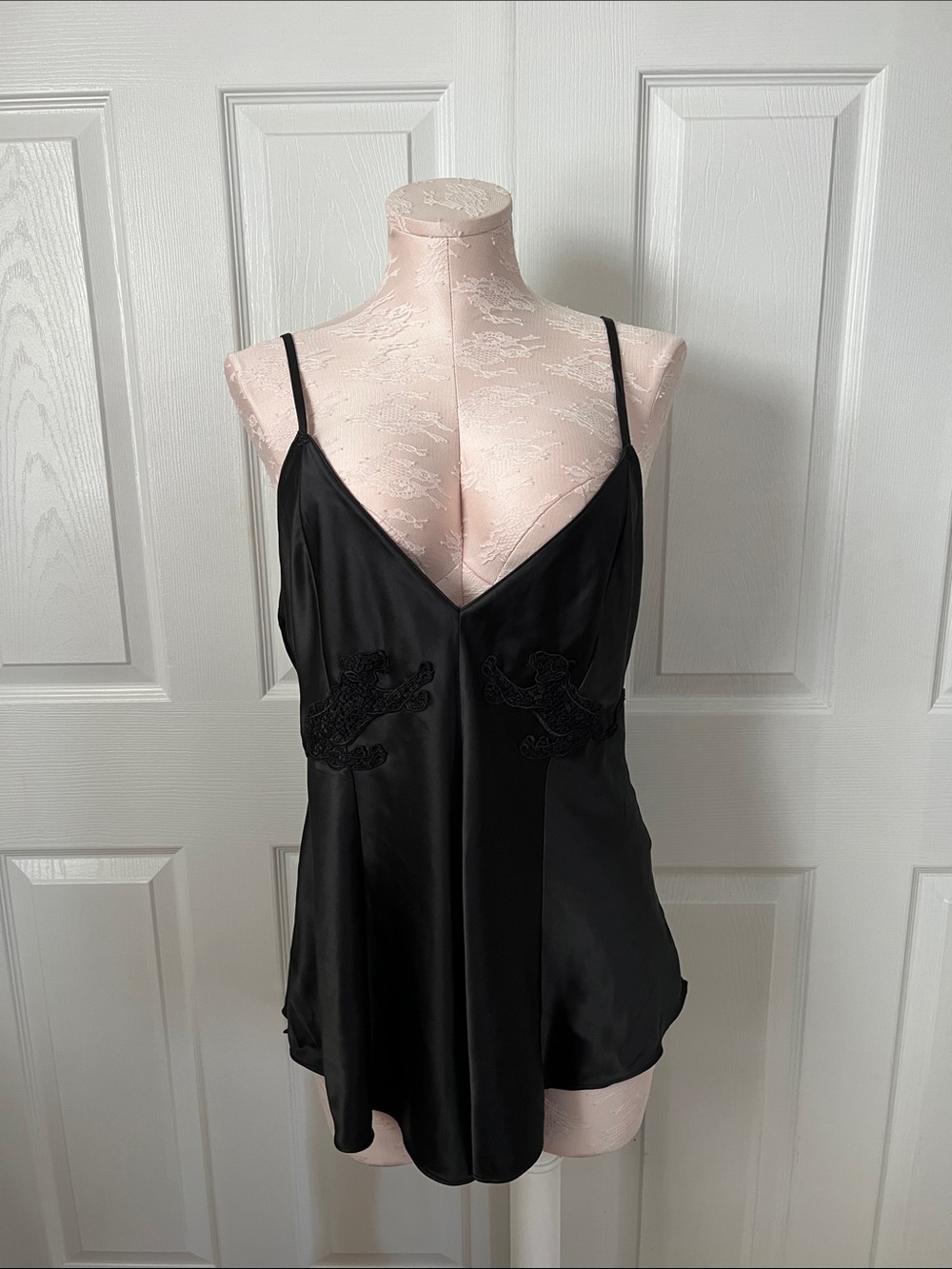 Victoria’s Secret Satin V-Neck Lace Appliqué Chemise